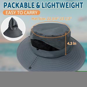 Cappello Premium UPF 50 + per uomo e donna 3 \ "cappello da pesca a tesa larga e da spiaggia con ricamo 3D con motivo mimetico Logo personalizzato - Product Image 3