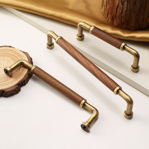 Solid Wood &amp; Antique Brass Spliced U-Shape Pull Handles for Cabinet <strong>Doors</strong> Wardrobe <strong>Doors</strong> Dressers Chests &amp; Wine Cabinets - Product Image 1