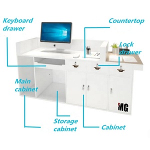 Mostrador de <span class=keywords><strong>muebles</strong></span> de salón moderno de bajo precio personalizado pequeños diseños Recepción de escritorio - Product Image 3
