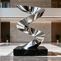 Soudage extérieur sans soudure résistant à la corrosion Décoration d'immeuble de bureaux Art métallique Sculpture abstraite en acier inoxydable