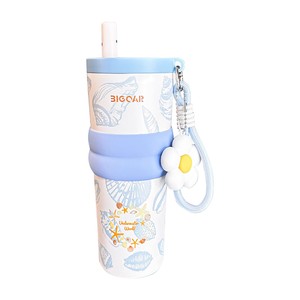 Vaso Térmico Bigcar de Acero Inoxidable 316 de Gran Capacidad con Pajita para Mujer, Diseño Mundo Submarino, Ideal para Viajes - Product Image 2