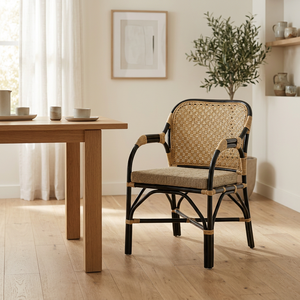 Fauteuil d'extérieur Boneto en rotin naturel artisanal, style asiatique, pour jardin, bistrot, hôtel, appartement - Product Image 4