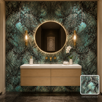 Panneau mural WPC aspect pierre labradorite verte 900x2800mm, revêtement mural plat 9mm pour salon, salle de bain, bar