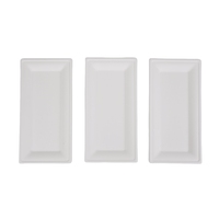 Plateau en bagasse, nouvelle arrivée 2025, jetable, imperméable et anti-graisse, bagasse, 10 x 5 pouces, plateau rectangulaire