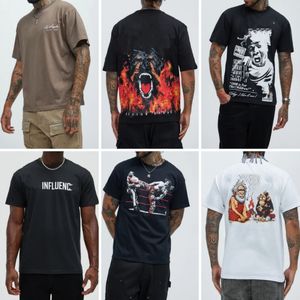 Vente directe d'usine, t-shirt à manches courtes et col rond, t-shirt en coton pour hommes grands et corpulents, livraison aléatoire de styles variés - Product Image 2