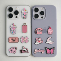 Autocollants de téléphone en métal rose à expédition rapide, accessoires de téléphone adhésifs mignons personnalisés en usine pour filles
