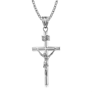 Moda gümüş altın kaplama çapraz kolye paslanmaz çelik zincir kolye haç kolye erkekler için - Product Image 2