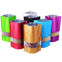Sachets d'emballage en polyéthylène BOPP AL PE à finition mate personnalisée, avec fenêtre et fermeture éclair refermable, pour la vente au détail de snacks et vêtements