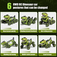 Coche de Control Remoto 4DRC Y12 Dinosaur Spray con 8 Ruedas, Acrobacias, Derrapes, Rotación con un Solo Botón, Sensor de Movimiento, Luces y Música