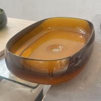 MILUO Vente chaude Lavabo de comptoir moderne en résine transparente Garantie 3 ans Capacité 9L Projets hôteliers de luxe Haut de gamme Ovale