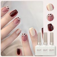 Ensemble de vernis gel UV 3 couleurs pour Noël, rouge vin, blanc, or pailleté, à retirer par trempage, gel à ongles LED, fournitures pour nail art de Noël pour salon de manucure et DIY