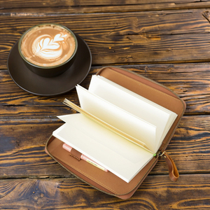 Étui pour carnet <span class=keywords><strong>de</strong></span> notes en cuir <span class=keywords><strong>de</strong></span> vachette véritable avec fermeture à glissière Vintage B5 Planner Notebook Bag/Cover - Product Image 2