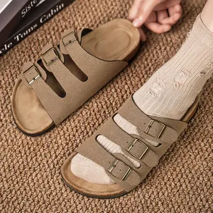 2025 Sommer Neue Sport-Strandschuhe für Herren Dreireihige Rutschfeste Plateau-Sandalen Offene Flache Weich Gepolsterte Sohle Lässige Herrenbekleidung - Product Image 2