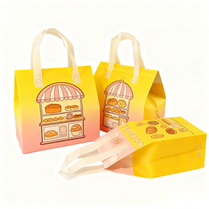 Custom Logo Take Away Bag Lunch Food Delivery Packaging Reusable Waterproof Cafe Coffee Takeout Non-Woven Insulated Bag - Product Image 5