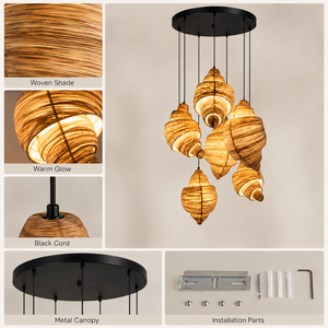 Lampe suspendue créative en tissu en forme de <span class=keywords><strong>croissant</strong></span> Wabi Sabi faite à la main pour la décoration de plafond de boulangerie, café, restaurant - Product Image 5