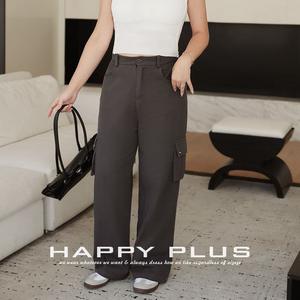 Runqi กางเกงคาร์โก้เอวสูงสำหรับผู้หญิง, กางเกงขาตรงลำลองสีเทาดำ N8766ขนาดใหญ่พิเศษ - Product Image 2