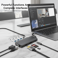 Station d'accueil USB-C multiport 11 en 1 pour ordinateur portable, hub Type C avec VGA, USB-A et C 5 Gbps, lecteur de carte SD TF, RJ45, PD100W
