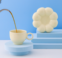Tasse en céramique multicolore avec poignée, tasse à café en céramique exquise motif tournesol, 200 ml, mug pour boissons, utilisation domestique, tasse à lait, céréales, jus