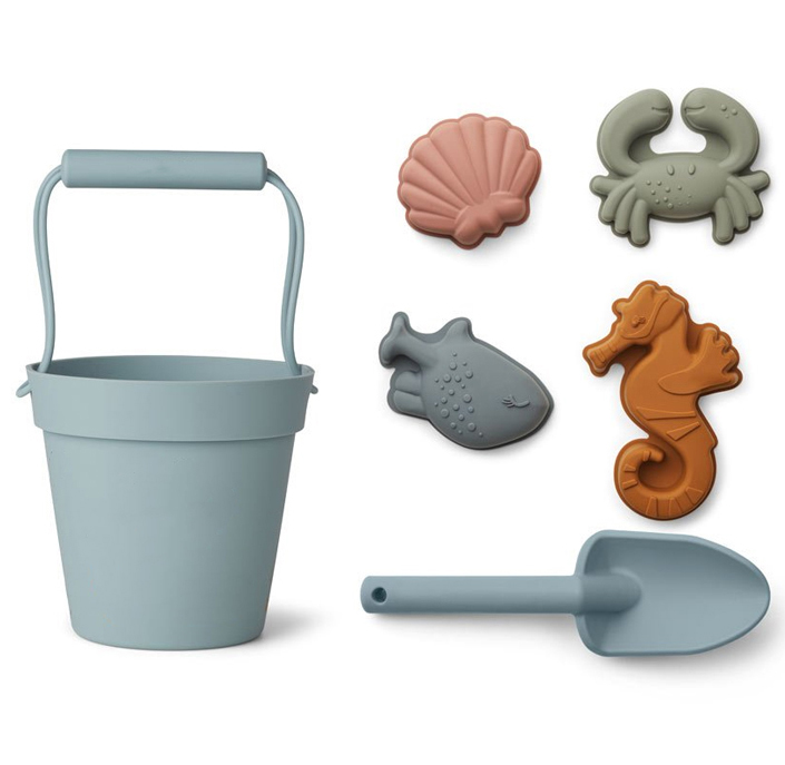 Crab Shell Sea horse and Fish 6pcs Sky Blue Set