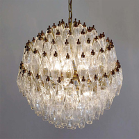 Lustre Suspendu en Verre Artistique Facetté Effet Diamant Craquelé Style Médiéval Français, Luxe Léger pour Villa, Salon, Salle à Manger, Plafond Haut
