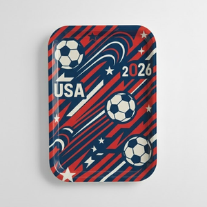 Bandeja Rectangular de Melamina Ecológica de 15'' con Diseño Personalizado Temático <span class=keywords><strong>2026</strong></span> para Servir, Decoración para Fiestas y Días de Juego, Marca Kingwell - Product Image 3