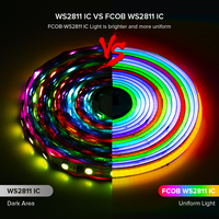Bande lumineuse LED numérique FOB COB programmable, FCOB SPI RGB IC Dream Color DC12V 24V WS2811 adressable, 12 mm, 720 LED