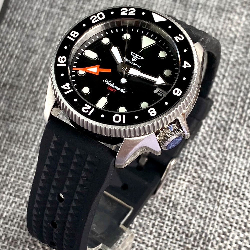 Tandorio NH34 GMT 37mm Automatic Men's Watch - Orange Dial