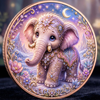 Pièce de monnaie en cuivre pur 999 de 5 oz, en relief 3D, couleur UV, série animale colorée en relief, édition de collection