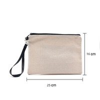 Étui à crayons en lin vierge OEM, fermeture éclair, pochette personnalisable avec logo, papeterie pour étudiants, rangement de maquillage, vente en gros