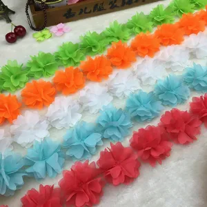 ZSY 6 CM 쉬폰 3D 꽃 레이스 패브릭 트림 리본 봉제 의류 드레스 장식