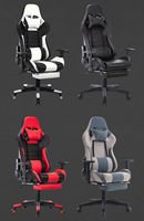Chaise de jeu pour ordinateur de style racer en cuir et tissu abordable ALINUNU pour les joueurs d'ordinateur avec roulettes