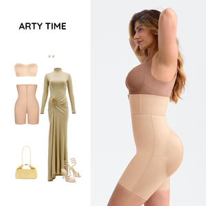 Hexin Cremallera Cintura alta Cintura elástica ancha Control de barriga para mujer Body Shaper Colombianas Butt Lifter BBL Shorts - Product Image 5