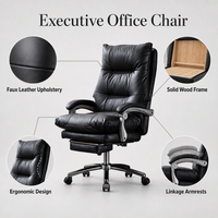 Chaise de bureau de direction ALINUNU ODM OEM à dossier haut, en similicuir, ergonomique, avec repose-pieds