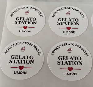 Stiker Makanan Bulat Kustom Tahan Air Label Rasa Gelato Vinyl Perekat Sendiri Stiker Kemasan Stoples Dessert Layanan Percetakan - Product Image 5