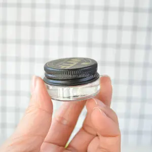 Atacado amostra livre 7ml 5ml parafuso transparente jarra superior com tampa preta. Ótimo para cremes cosméticos e pós