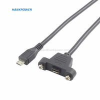 Câble d'extension Micro USB mâle vers femelle avec vis, cordon fixe pour montage sur panneau