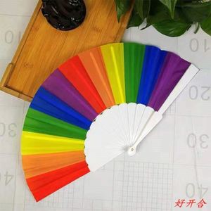 Abanicos de Mano Plegables de Plástico Arcoíris de Alta Calidad al por Mayor con Varillas de Plástico para Bodas, Festivales, Fiestas al Aire Libre, Baile - Product Image 4