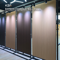 Système de panneaux muraux de haute qualité, faciles à nettoyer, en placage de bois de bambou carbonisé, texture bois, pour la décoration murale intérieure de villas