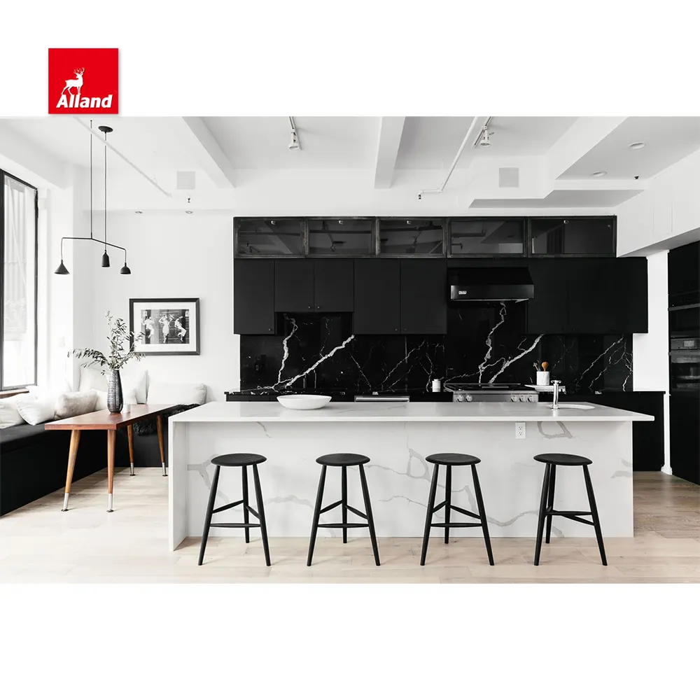 Luxuriöse moderne Design-Küchenschränke aus Sperrholz mit Matte-Veredelung für Zuhause
