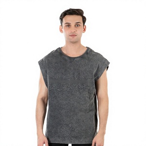 2026 OEM TOPEAK SPORTS High Street Style 100%Cotton Men's T-Shirt O-Neck Regular Fit Canvas Sleeveless T-Shirt Breathable Fabric - Product Image 1