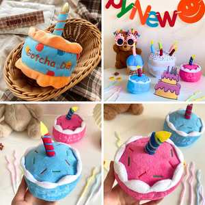 Büyük köpek doğum günü pastası oyuncaklar mutlu doğum günü kemik şekilli gıcırtılı köpek peluş oyuncak - Product Image 4