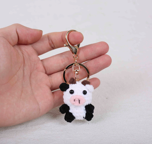 Portachiavi all'ingrosso in filato di peluche amigurumi a forma di animale (coniglio, gatto, maiale) lavorato a maglia, regalo con segno zodiacale cinese - Product Image 3