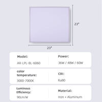Panneau lumineux LED mince 595x595mm 48W 60W Éclairage latéral Cadre en aluminium ultra-fin 7,8mm Haute luminosité pour l'éclairage de bureau