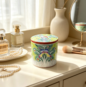 Jarrón de Porcelana China Pintado a Mano con Motivo de Mariposa y Tapa con Ventilación, Jarrón Bok Choy, Adorno Oriental Coleccionable para Mesa - Product Image 3