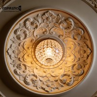 Médaillon de plafond GRG style Château Français, design personnalisé, rosette classique européenne en plâtre renforcé de fibre de verre pour salle à manger