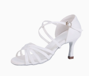 Zapatos de Baile Latino Blancos Estilo Básico Tacón de 4.5/5.5/7.5cm Zapatos Flexibles para Salsa Rumba Samba <span class=keywords><strong>Calzado</strong></span> de Baile para Mujer - Product Image 1