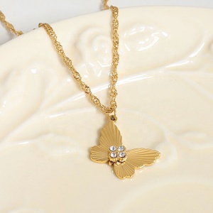 Collar con colgante de plata Popular <span class=keywords><strong>2022</strong></span> para niñas, collar de amistad con mejor amigo, abalorio de mariposa de acero inoxidable para fiestas - Product Image 4