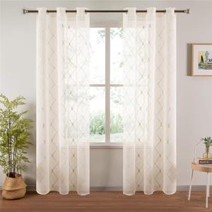 JA Personnalisable Vente en Gros Top <span class=keywords><strong>Finel</strong></span> Blanc Sheer Rideaux Brodés Diamant Oeillets Rideaux de Fenêtre pour Salon Chambre à coucher - Product Image 5