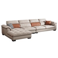 Juego de sofá cama en forma de L de cuero sintético italiano europeo de lujo moderno muebles modulares de tela de madera para comedor Hotel