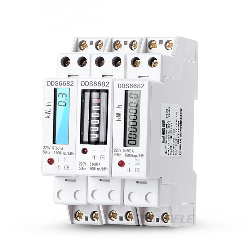 Tek fazlı iki telli LCD arkadan aydınlatmalı wattmetre güç tüketimi Watt enerji ölçer kWh 60A 32a 230V 50Hz elektrik din raylı montaj